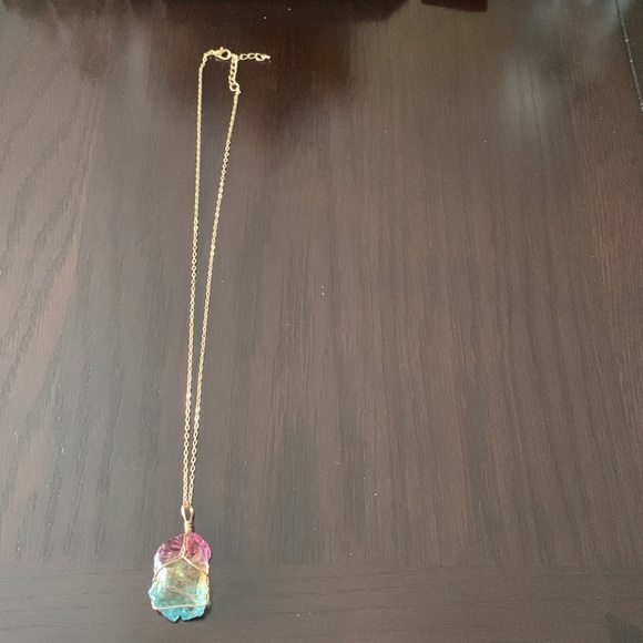 Chakra Rainbow Quartz Rock Necklace - Picture 2 of 3